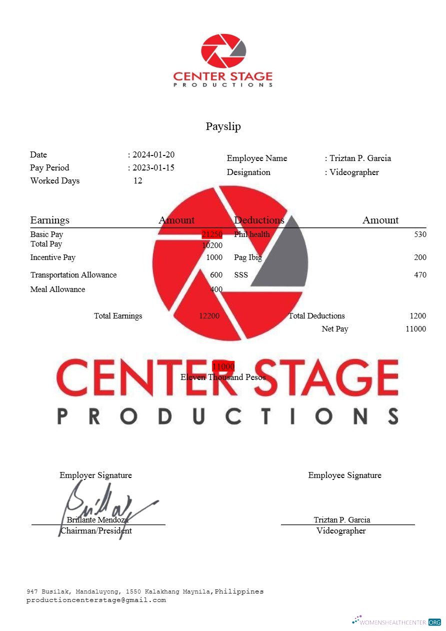 Download Center Stage Productions payslip template in Word and PDF formats.pdf, 1 Photoshop template